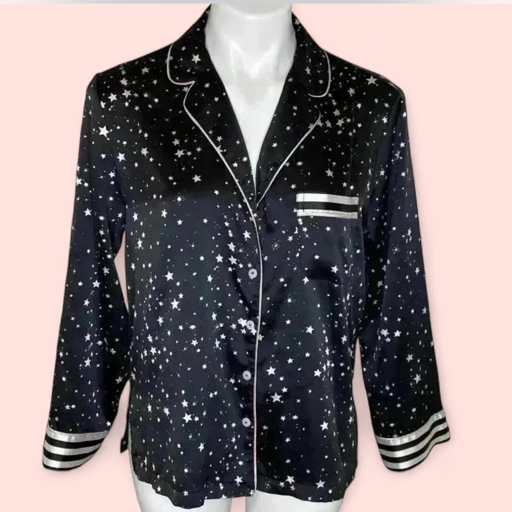Victoria's Secret Black Starry Pajama Top Size S